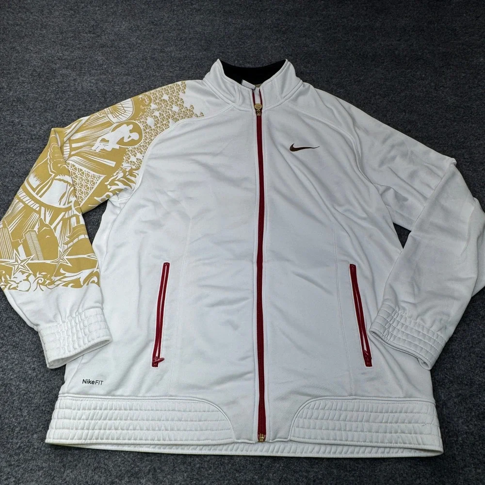 Nike Tracksuit Mens Large Medium White Basketball Warm Up Jacket Pants NYC Set